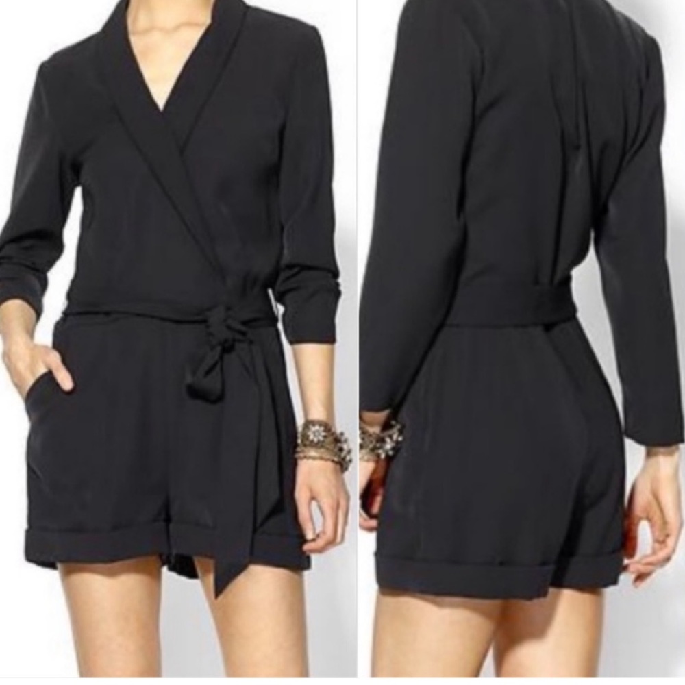 Ted Baker Hakke Black Collared Wrap Playsuit Romper SIZE 8
